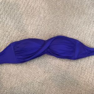 Blue strapless bathing suit top